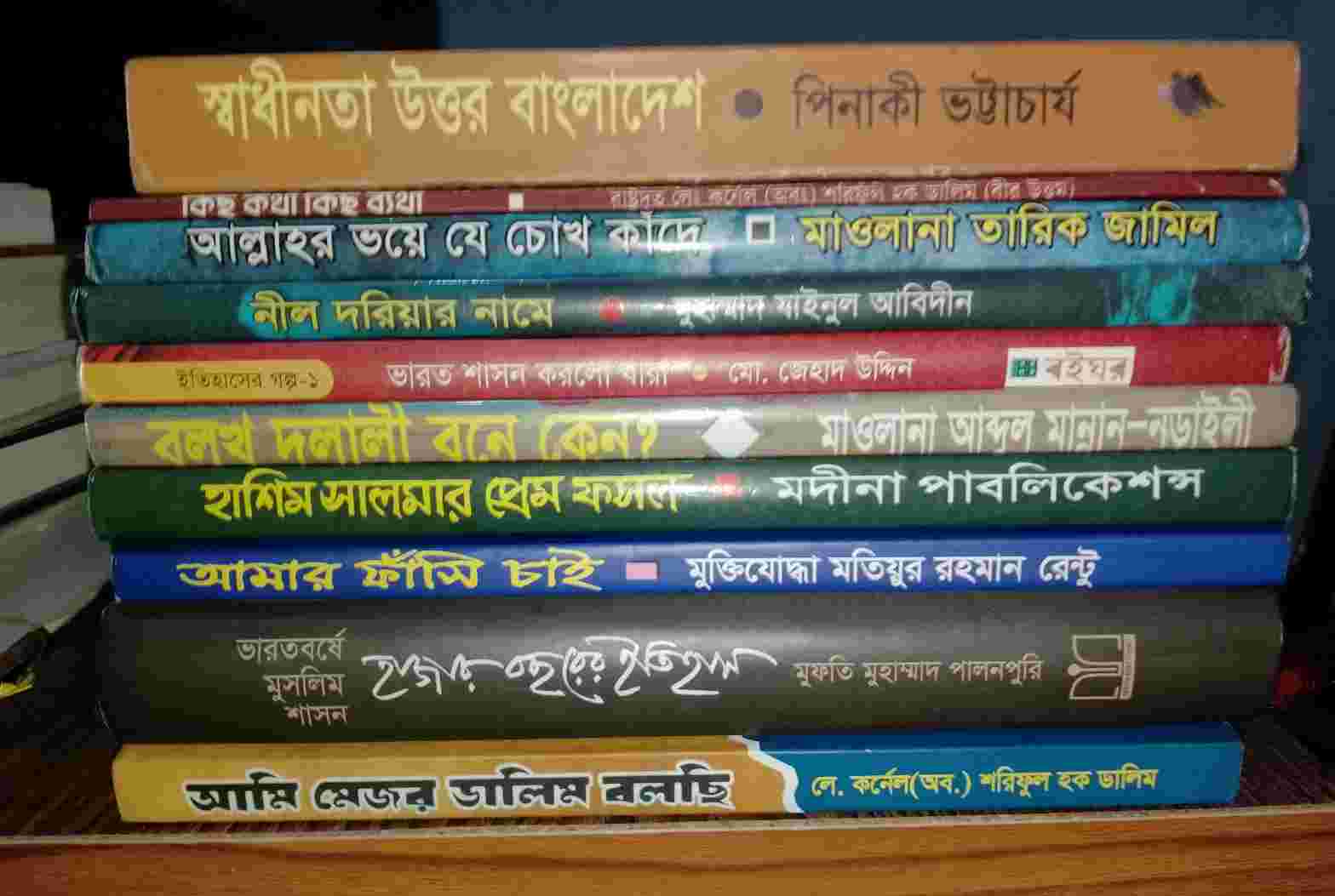 হাজার বছরের ইতিহাস. আমি মেজর ডালিম বলছি. আমার ফাঁসি চাই. হাসিম সালমার প্রেম ফসল. নীল দরিয়ার নামে. ভারত শাসন করলো যারা. বলখ দুলালী বনে কেন. আল্লাহর ভয়ে যে চোখ কাঁদে. কিছু কথা কিছু ব্যথা. স্বাধীনতা উত্তর বাংলাদেশ